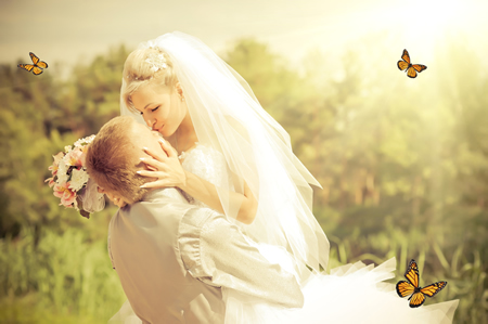 Stunning butterfly release photo shoot in Jersey City.  Butterfly release at wedding shoot.